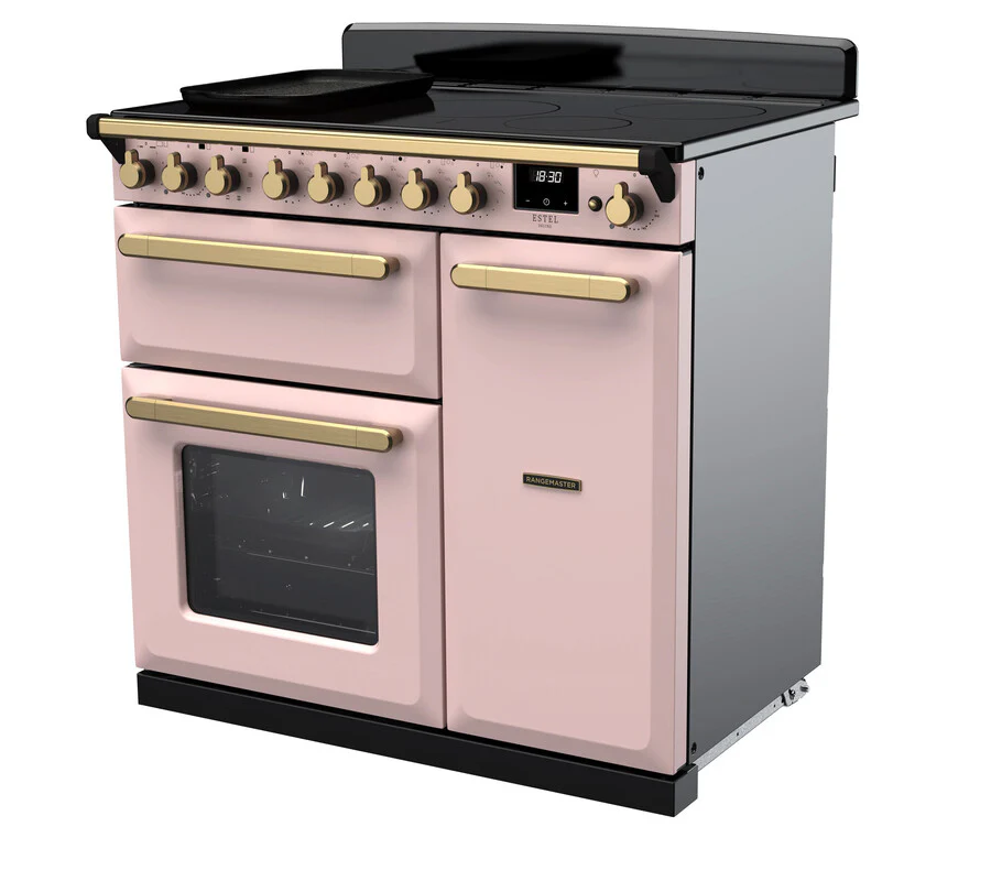 Rangemaster ESDL90EIPPPK/AB1 Estel Deluxe 90cm Induction Pale Pink/Antique Brass - Image 3