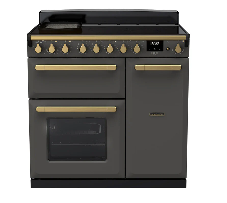 Rangemaster ESDL90EIPSLT/AB1 Estel Deluxe 90cm Induction Slate/Antique Brass