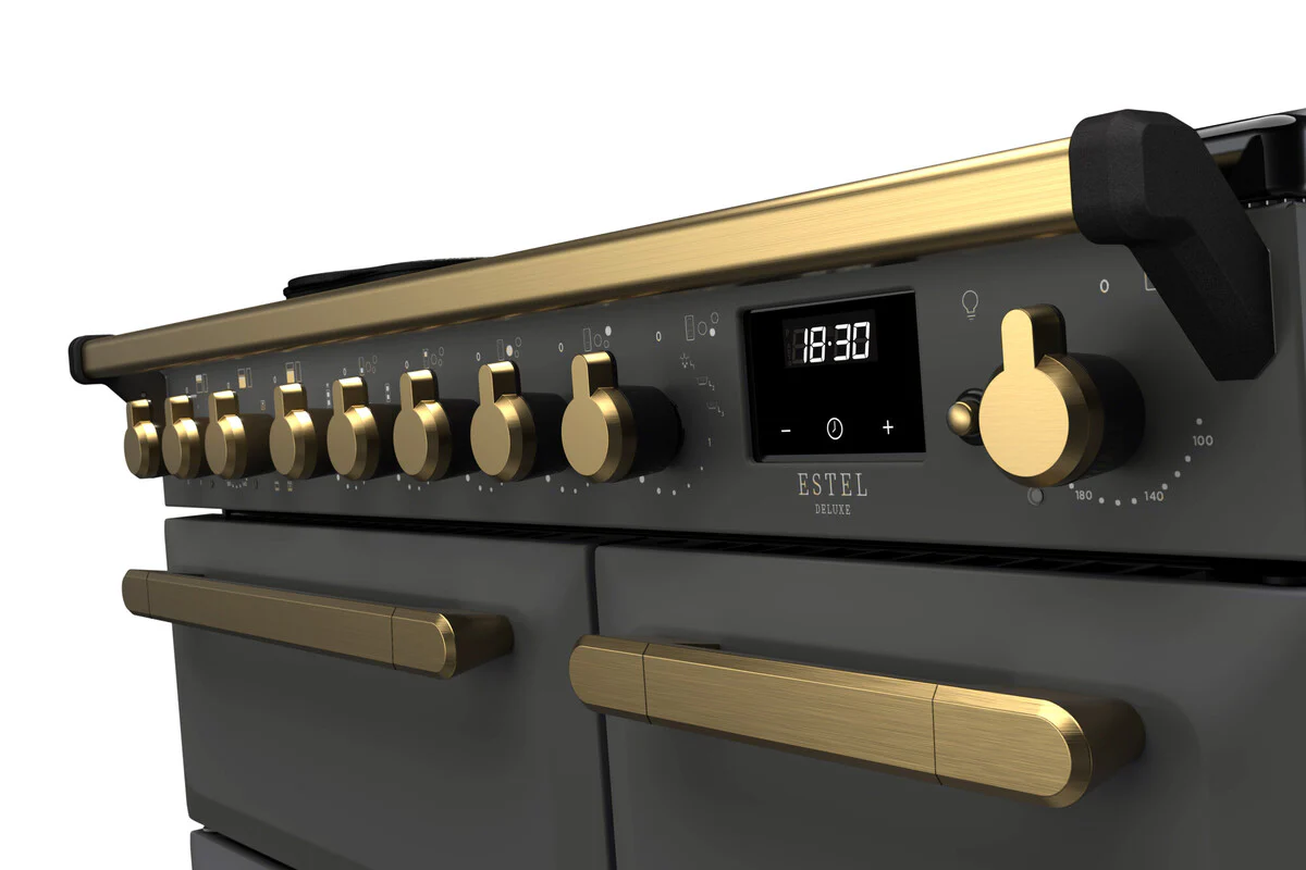 Rangemaster ESDL90EIPSLT/AB1 Estel Deluxe 90cm Induction Slate/Antique Brass - Image 2