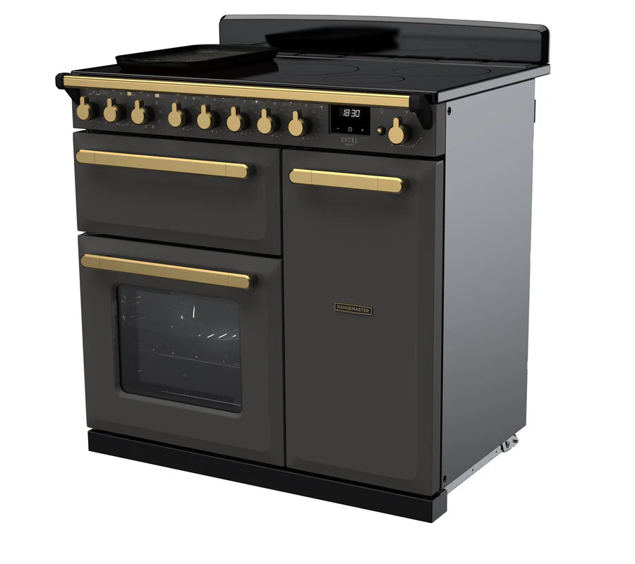 Rangemaster ESDL90EIPSLT/AB1 Estel Deluxe 90cm Induction Slate/Antique Brass - Image 3