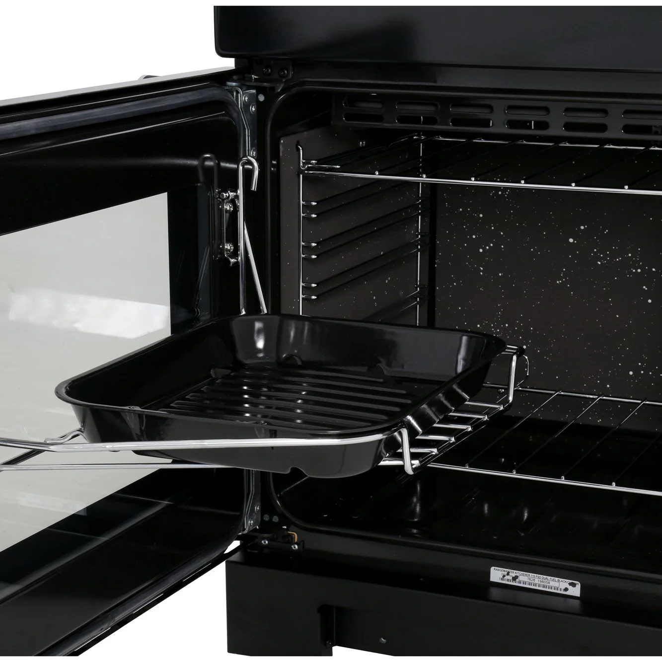 Rangemaster Kitchener KCH110DFFBL/C - Black/Chrome Dual Fuel Range Cooker - 110cm - A Rated - Image 5
