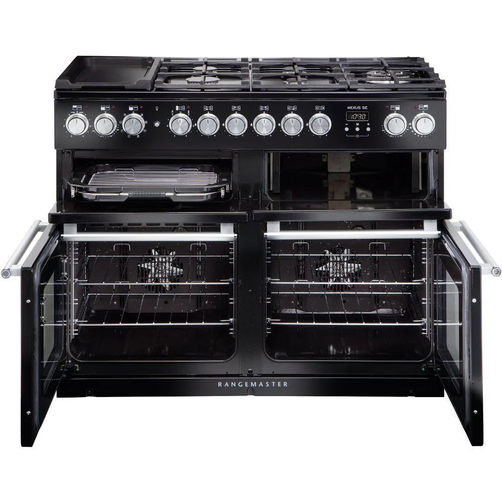 Rangemaster Nexus SE NEXSE110DFFSL/C - Slate/Chrome Black Range Cooker - Dual Fuel - A Rated - Image 2