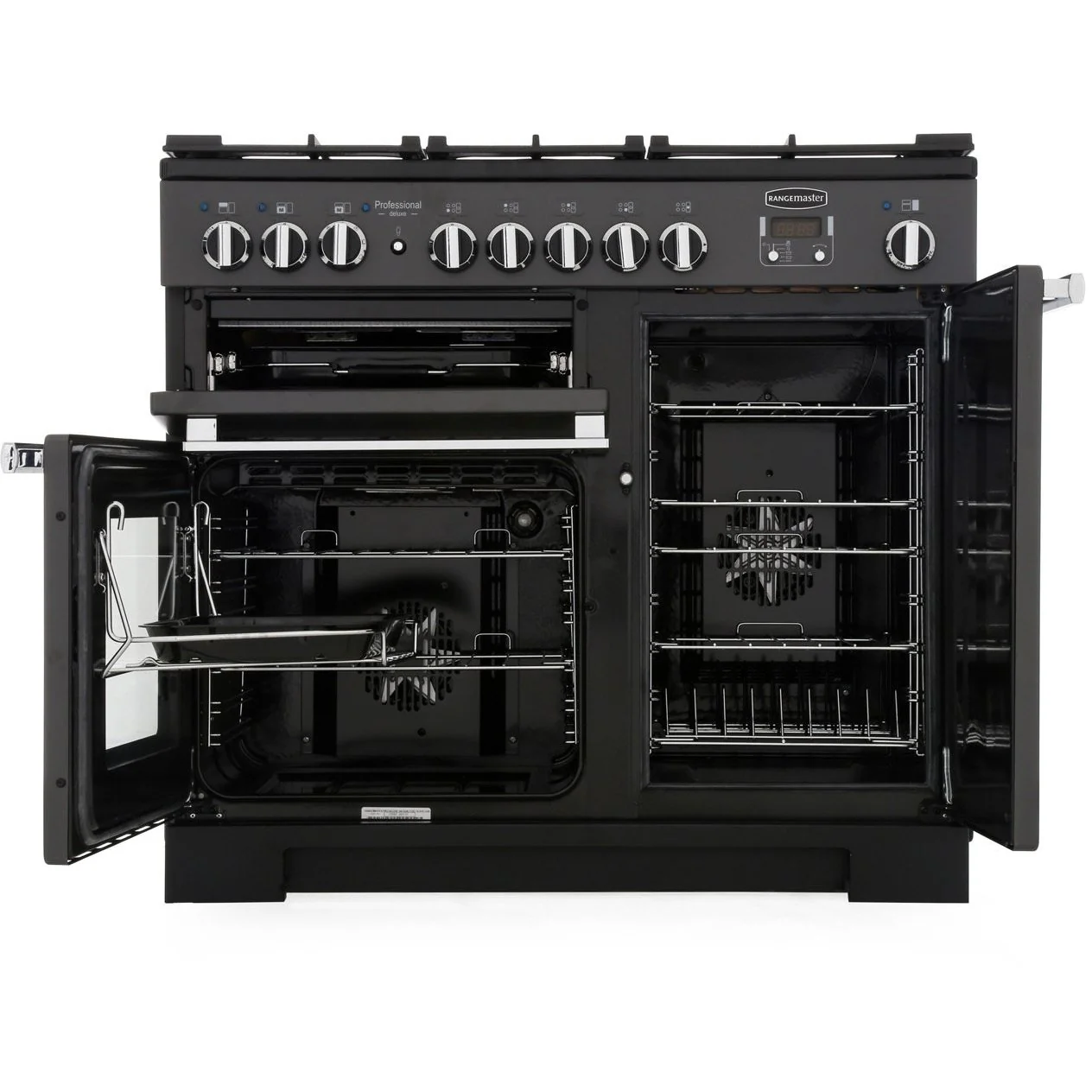 Rangemaster Professional Deluxe PDL100DFFCB/C - Charcoal Black 100cm Range Cooker - A Energy - Image 2