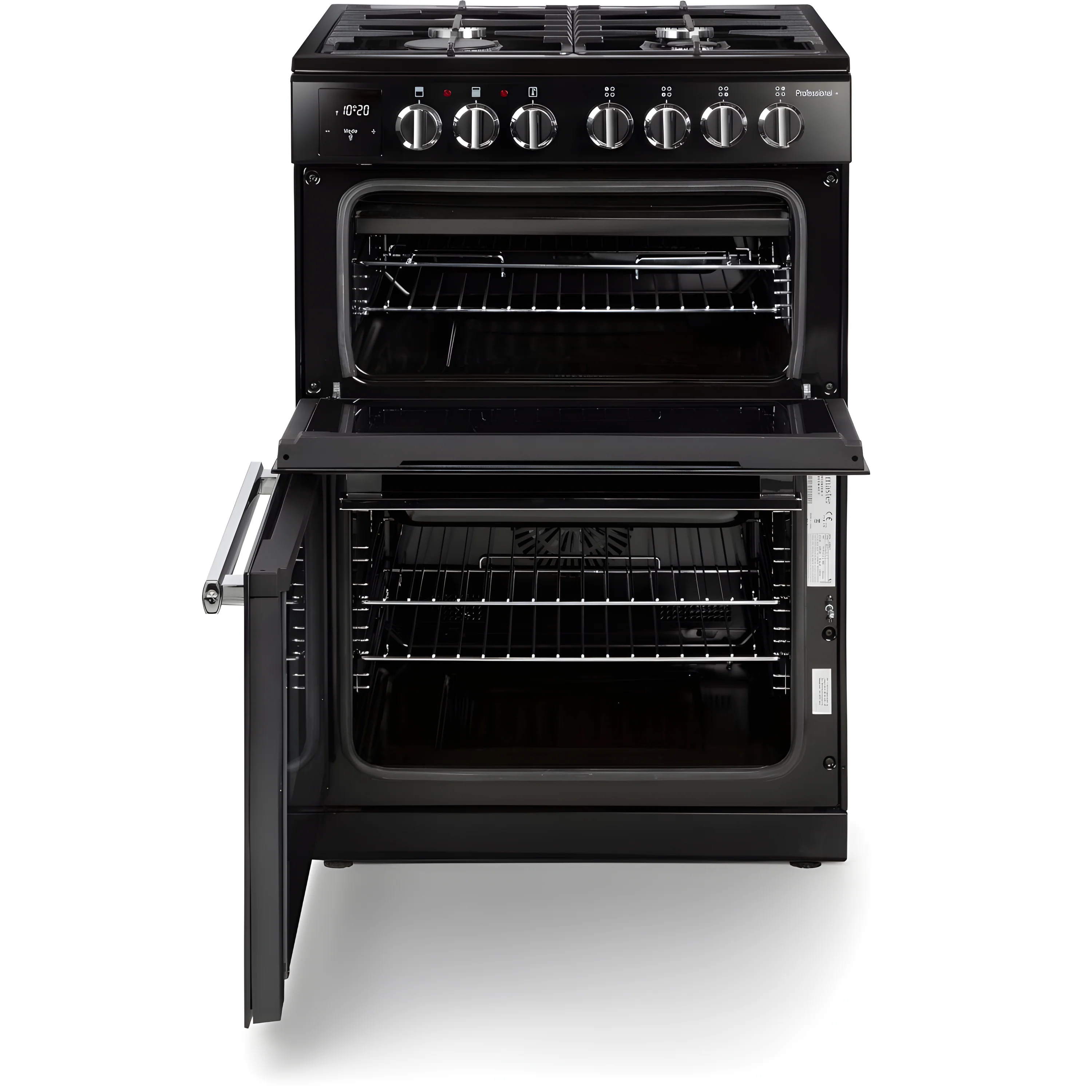 Rangemaster PROPL60DFFBL/C - Black/Chrome Dual Fuel Cooker - Double Oven - A Rated - Image 2