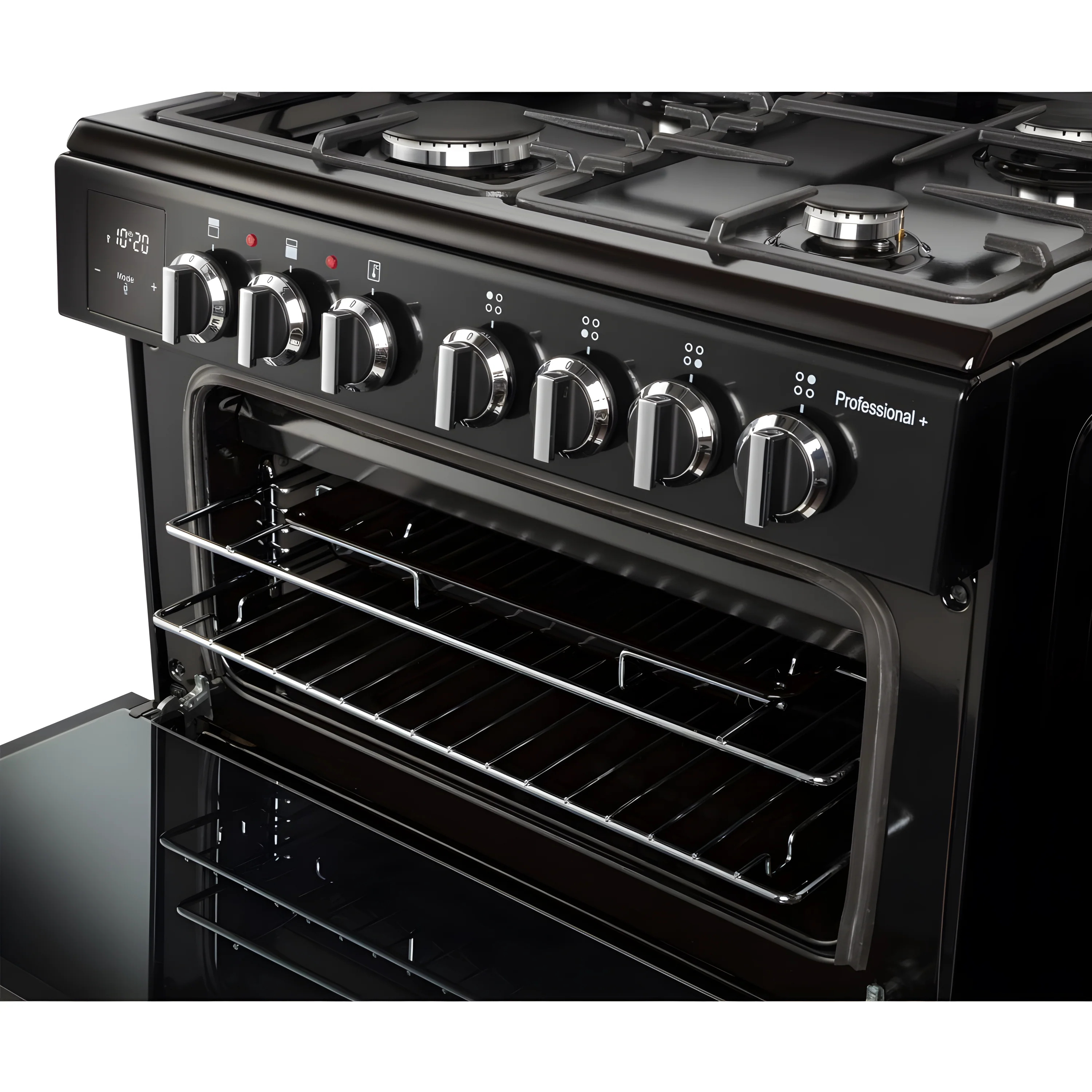 Rangemaster PROPL60DFFBL/C - Black/Chrome Dual Fuel Cooker - Double Oven - A Rated - Image 4