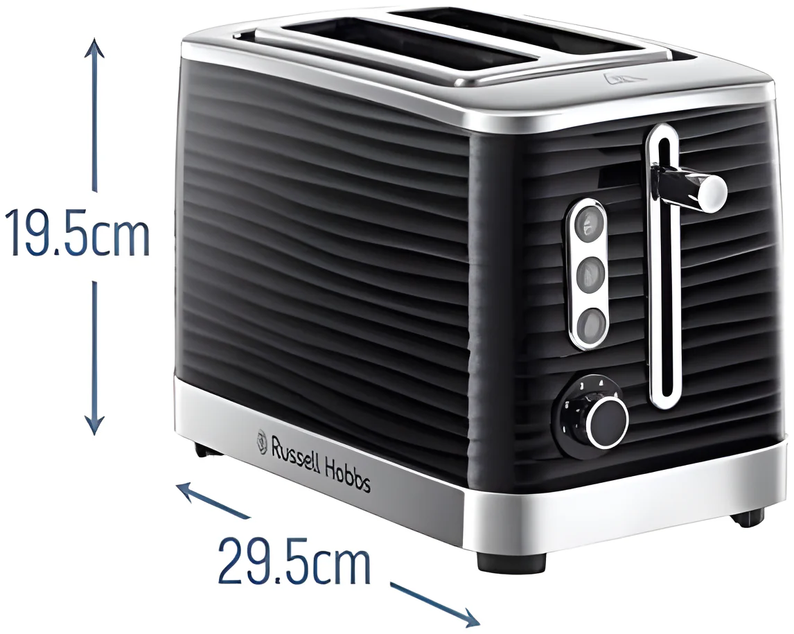 Russell Hobbs 24371 - Black 2 Slice Toaster - Extra Wide Slots - 1050W - Black - Image 2