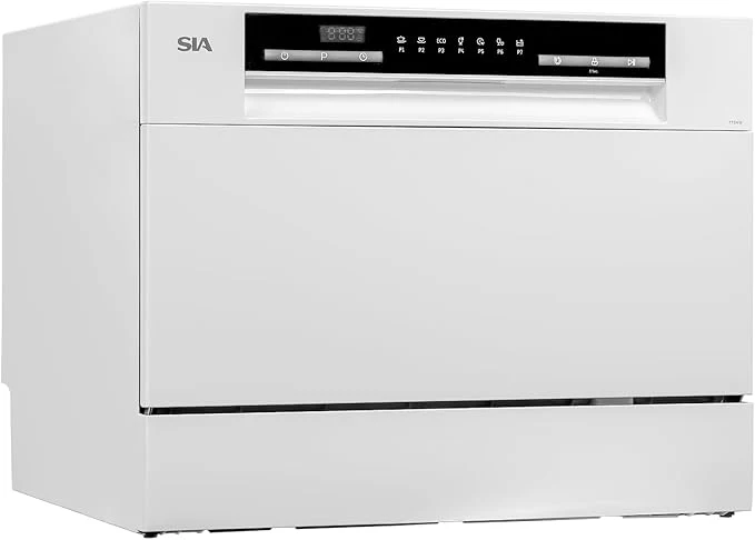 Sia TTD6W White Tabletop Mini Dishwasher, 6 Programmes - Image 2