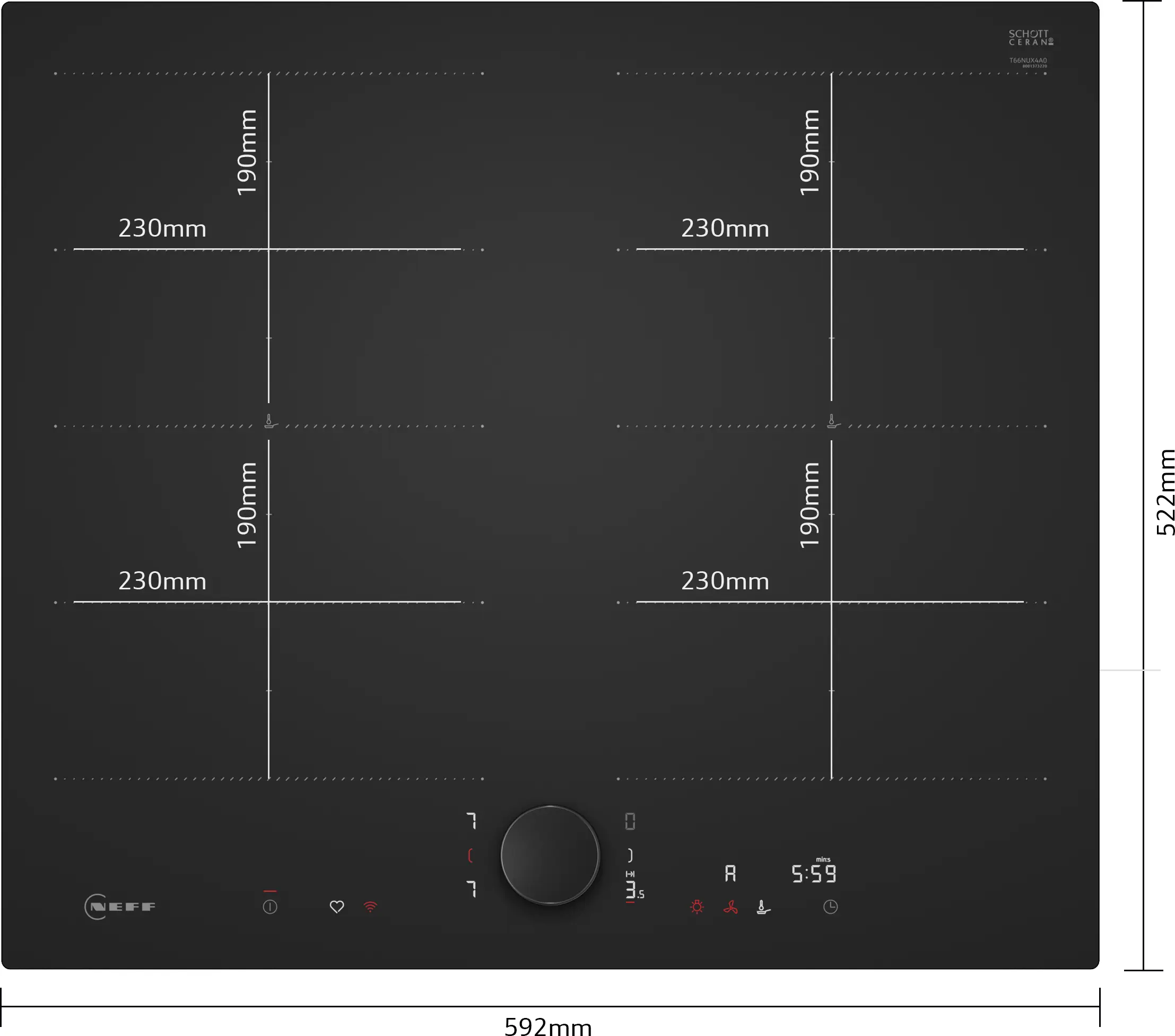 Neff T66NUX4A0 - Matt Black Induction Hob - 60cm - 4 Zone - Image 4