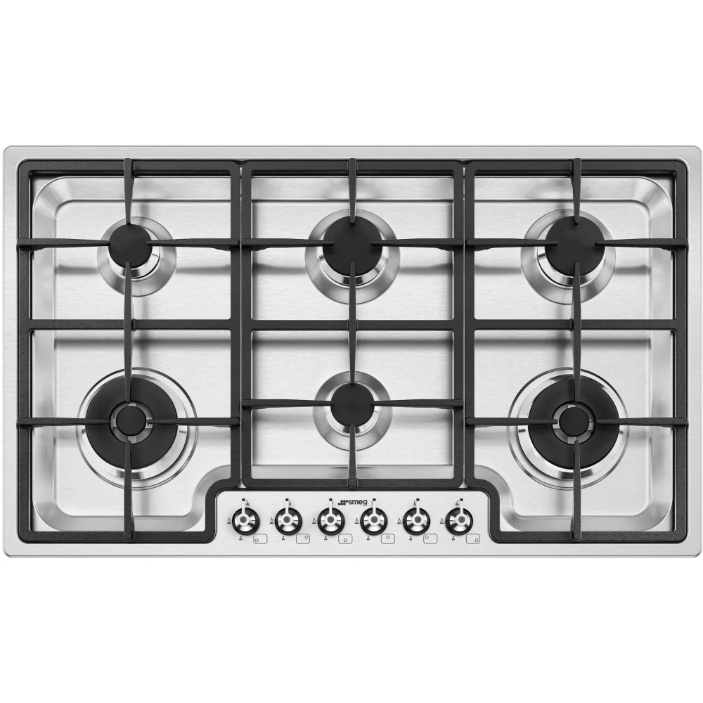 Smeg PGF962 Classic - Stainless Steel Gas Hob - 6 Burners - 87cm