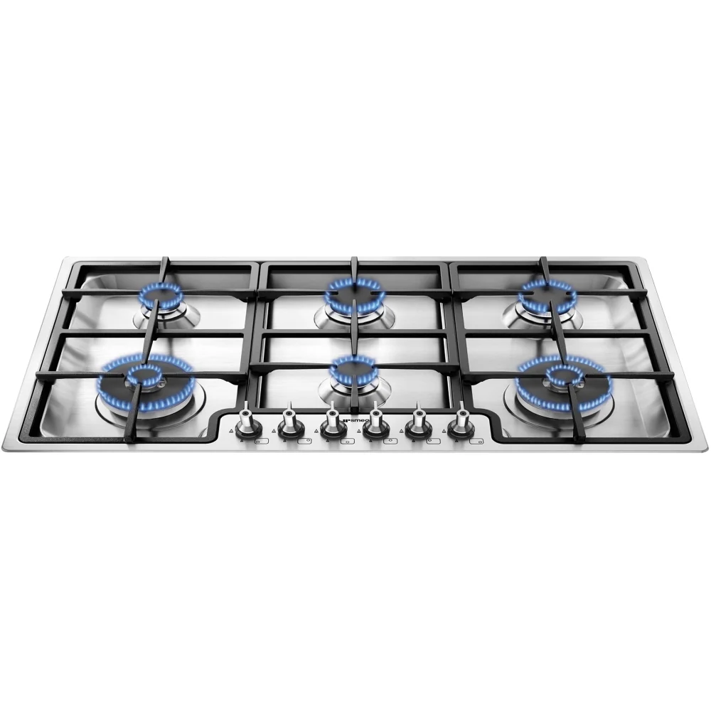 Smeg PGF962 Classic - Stainless Steel Gas Hob - 6 Burners - 87cm - Image 2