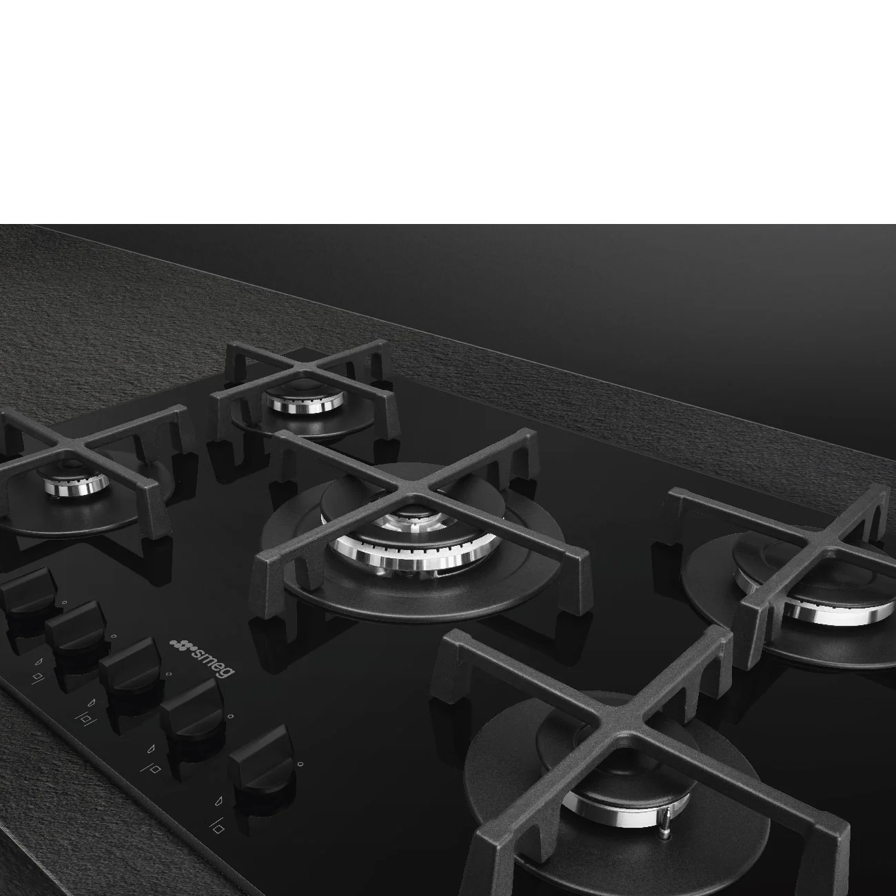Smeg PV275B - Black 72cm Gas Hob - 5 Burners - Glass Surface - Image 4