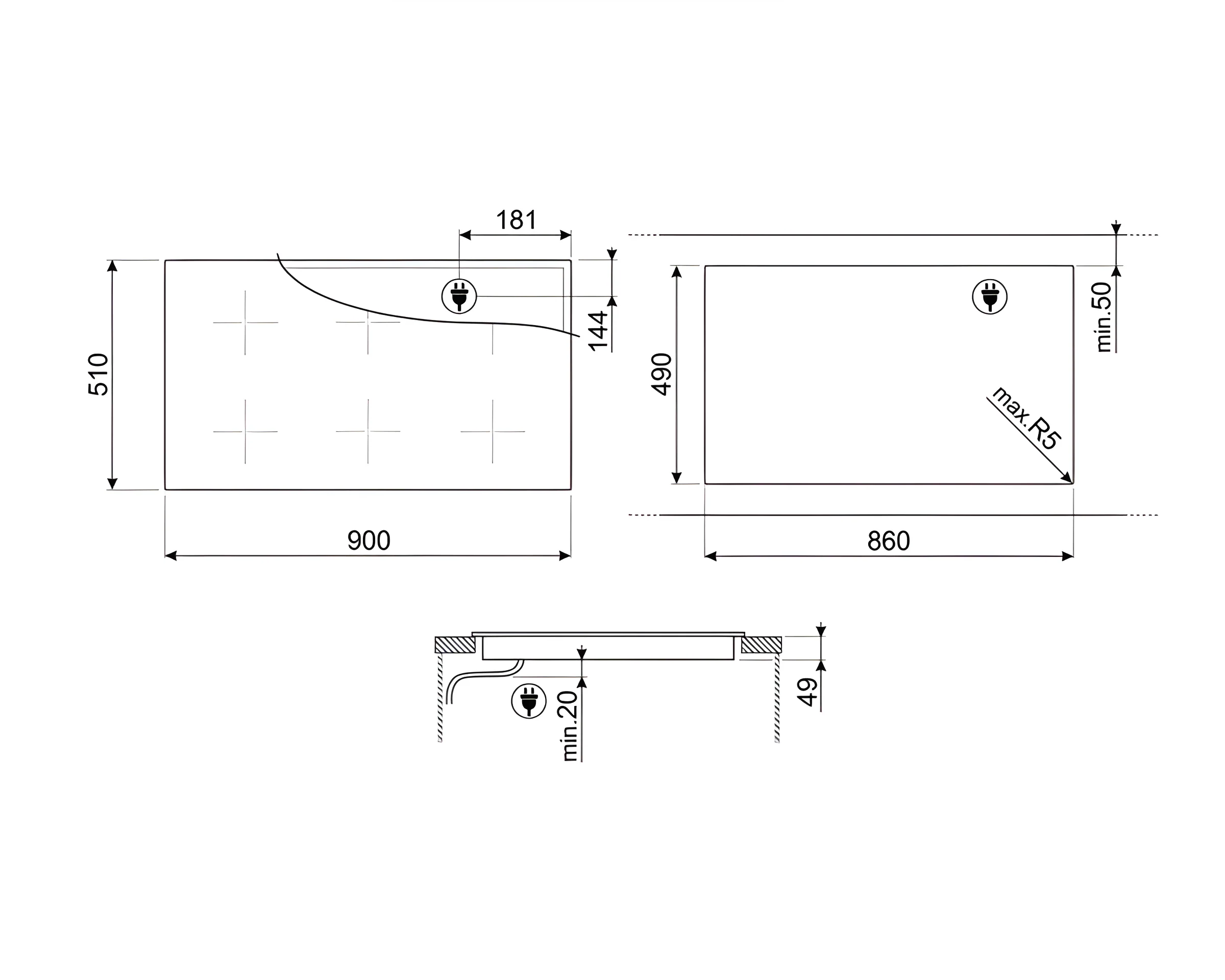 Smeg SIM3964D - Black 90cm 6 Zone Induction Hob - Slider Controls - Glass Ceramic Surface - Image 4