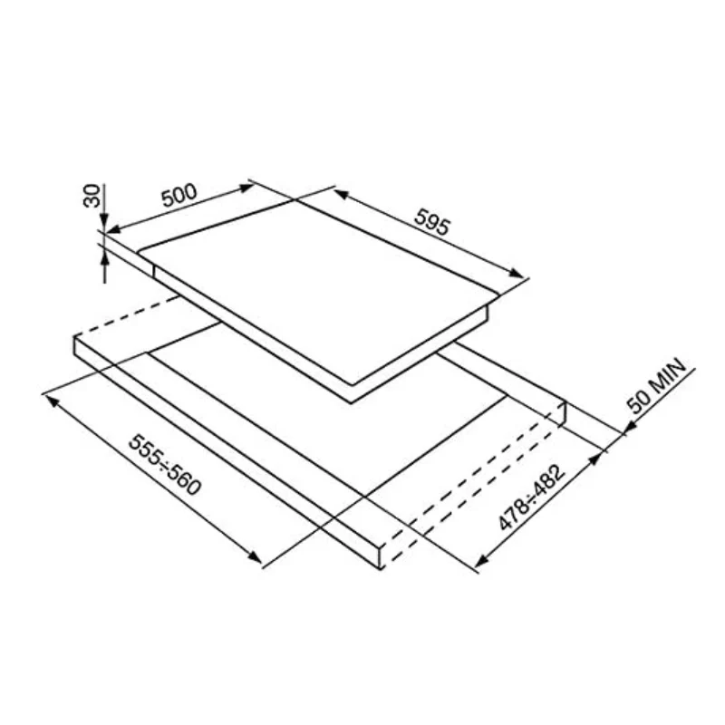 Smeg SR964PGH - Cream 4 Zone Gas Hob - Image 3