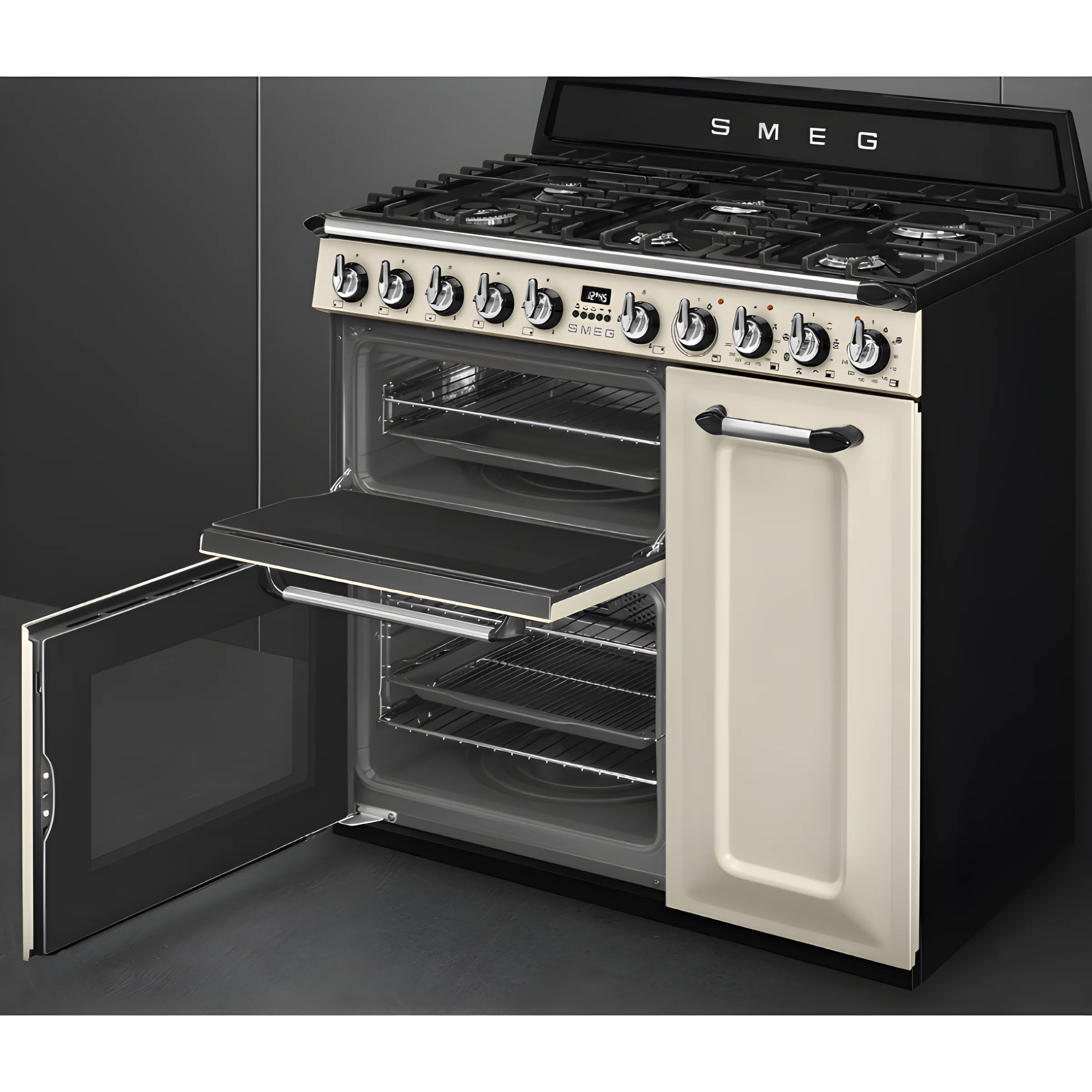 Smeg TR93P - Cream 6 Zone Dual Fuel Cooker - A/A energy - Image 4