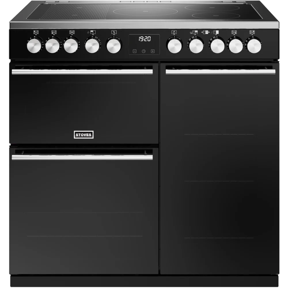 Stoves Precision Deluxe D900Ei RTY 444411488 - Black 90cm Induction Range Cooker - 168L Capacity - A Energy Rated