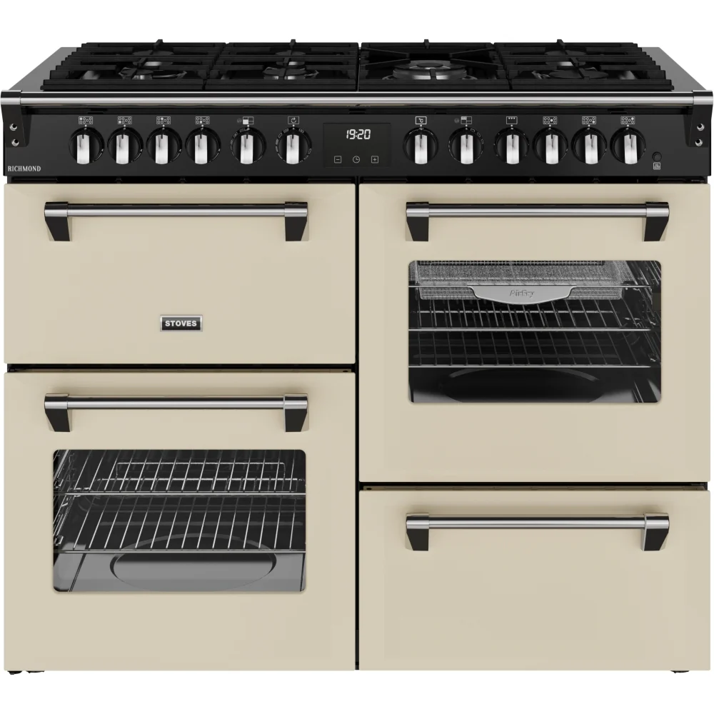 Stoves RCA RICH 110DF CRM 444411863 - Cream 110cm Dual Fuel Range Cooker - Quad Oven, 7 Burners, AirFry - A Energy Rating