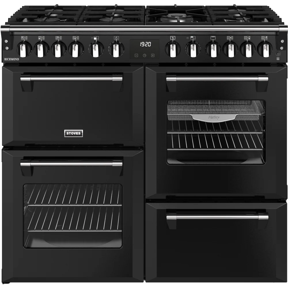 Stoves ST RCA RICH 100DF BLK 444411856 - Black 100cm Dual Fuel Range Cooker - 196L Capacity - A Energy Rating