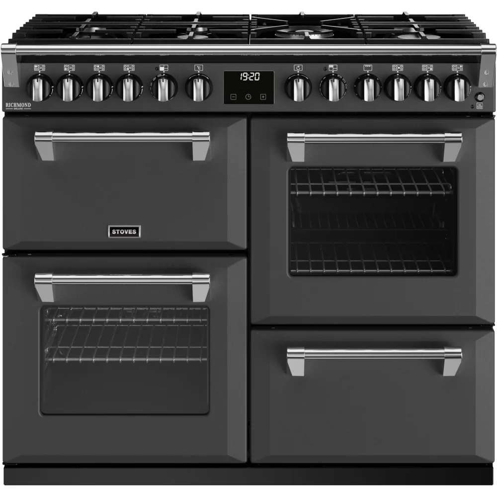 Stoves Richmond Deluxe D1000DF 444411540 - Anthracite Grey 100cm Dual Fuel Range Cooker - 7 Burners, 13 Functions, 183L, A Energy - Image 2