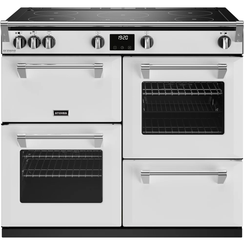 Stoves Richmond Deluxe D1000Ei TCH 444411564 - Icy White 100cm Induction Range Cooker - 183L Capacity - A Energy Rating