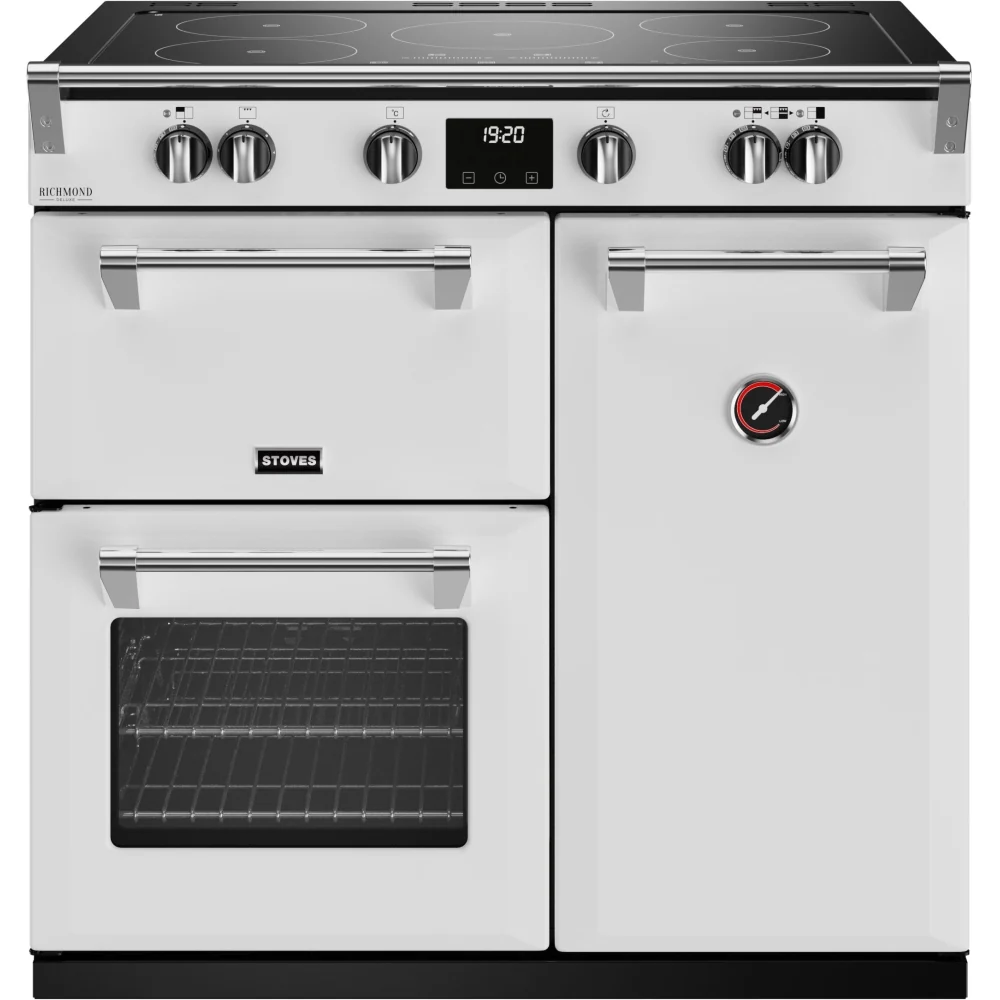 Stoves Richmond Deluxe D900Ei TCH 444411534 - Icy White 90cm Induction Range Cooker - 168L - A energy