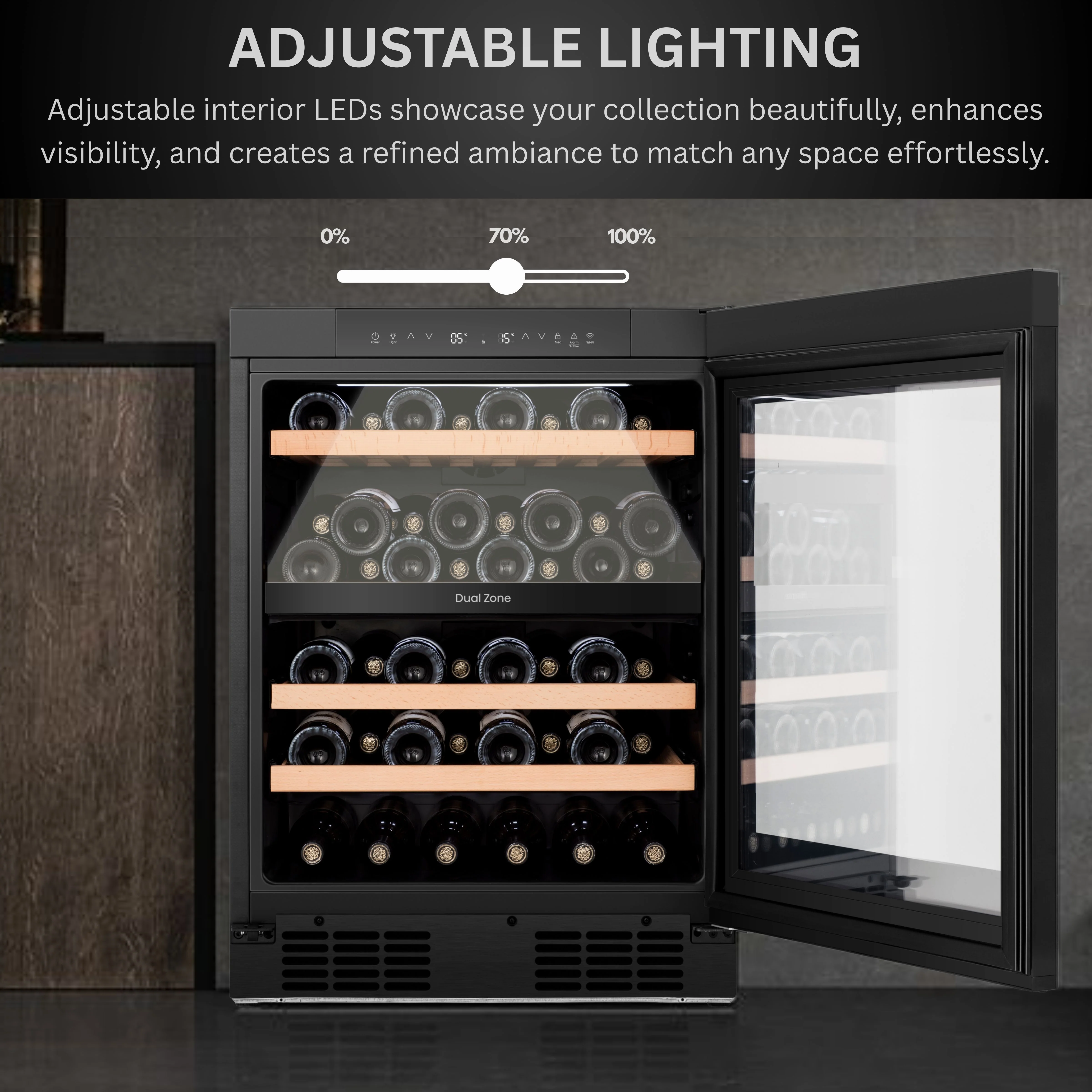 Teknix BITH2WCD60B - Black 60cm Wine Cooler - 46 Bottle Capacity - F Energy - Image 7