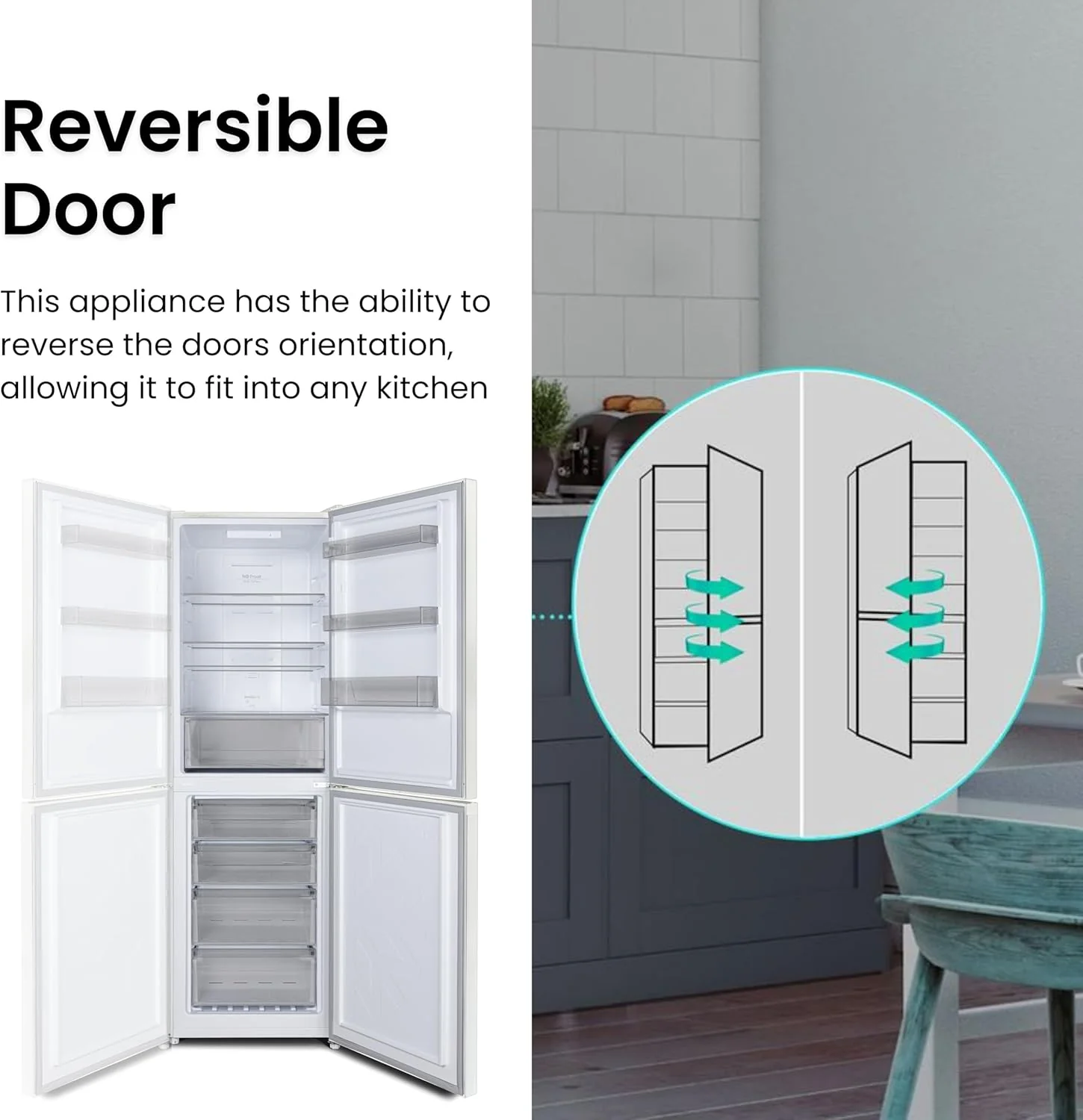 Teknix FF1860S/E - Silver Freestanding 50/50 Frost Free Fridge Freezer - E energy - Image 9