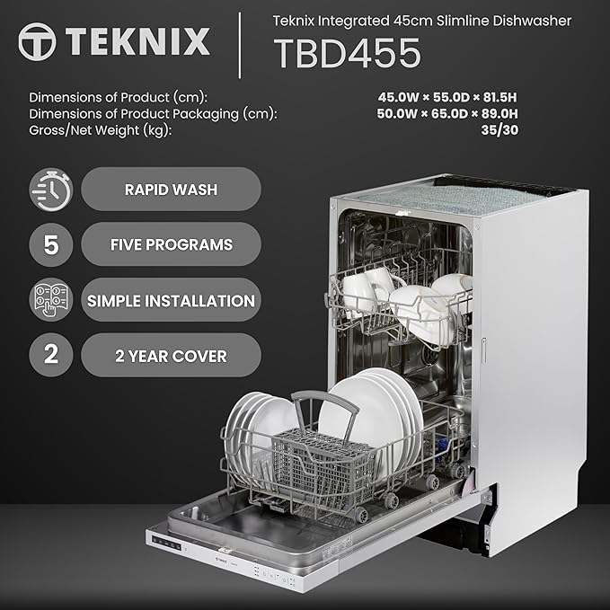 Teknix TBD455 - Integrated Dishwasher - A+ energy - Image 4
