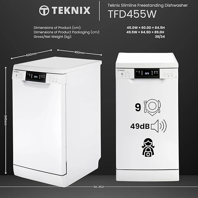 Teknix TFD455W - White Freestanding Dishwasher - E energy - Image 7