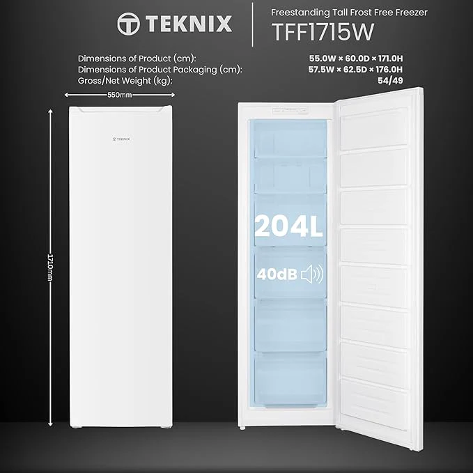 Teknix TFF1715W - White Freestanding Frost Free Freezer - Garage Safe - E energy - Image 4