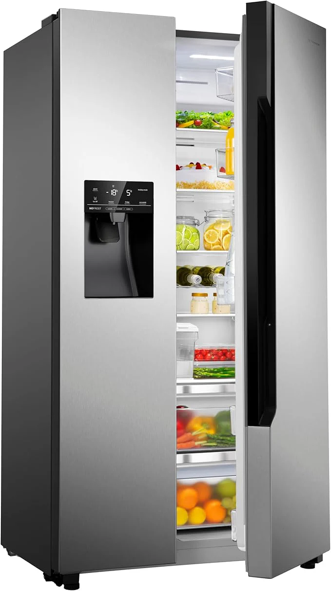 Teknix THSBS1791PLUX Stainless Steel 2 Door Side by Side Fridge Freezer - E rated Plumbed ice+water - Image 2