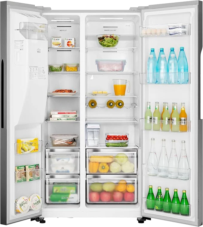 Teknix THSBS1791PLUX Stainless Steel 2 Door Side by Side Fridge Freezer - E rated Plumbed ice+water - Image 8