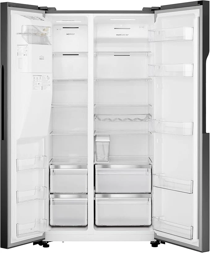 Teknix THSBS1791PLUBIX Black Steel 2 Door Side by Side Fridge Freezer - E rated Plumbed ice+water - Image 10