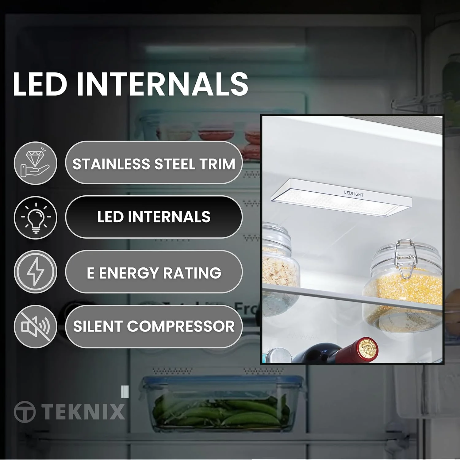 Teknix TL1435X - Inox Finish - 242L Freestanding Larder Fridge - F energy - Image 8