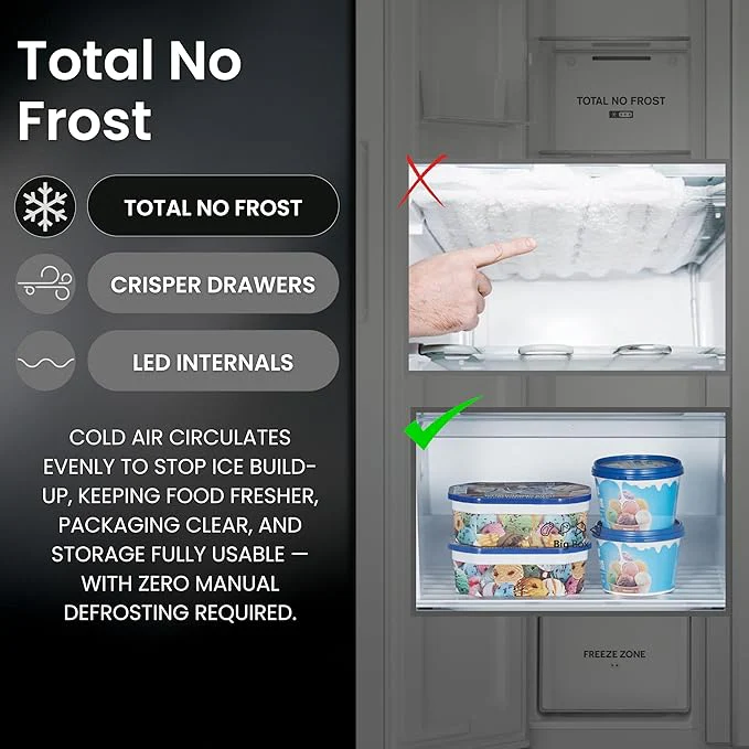 Teknix TX2SBS1791PS - Silver American Fridge Freezer - 530L - Side-by-Side - Frost Free - E Energy - Image 4