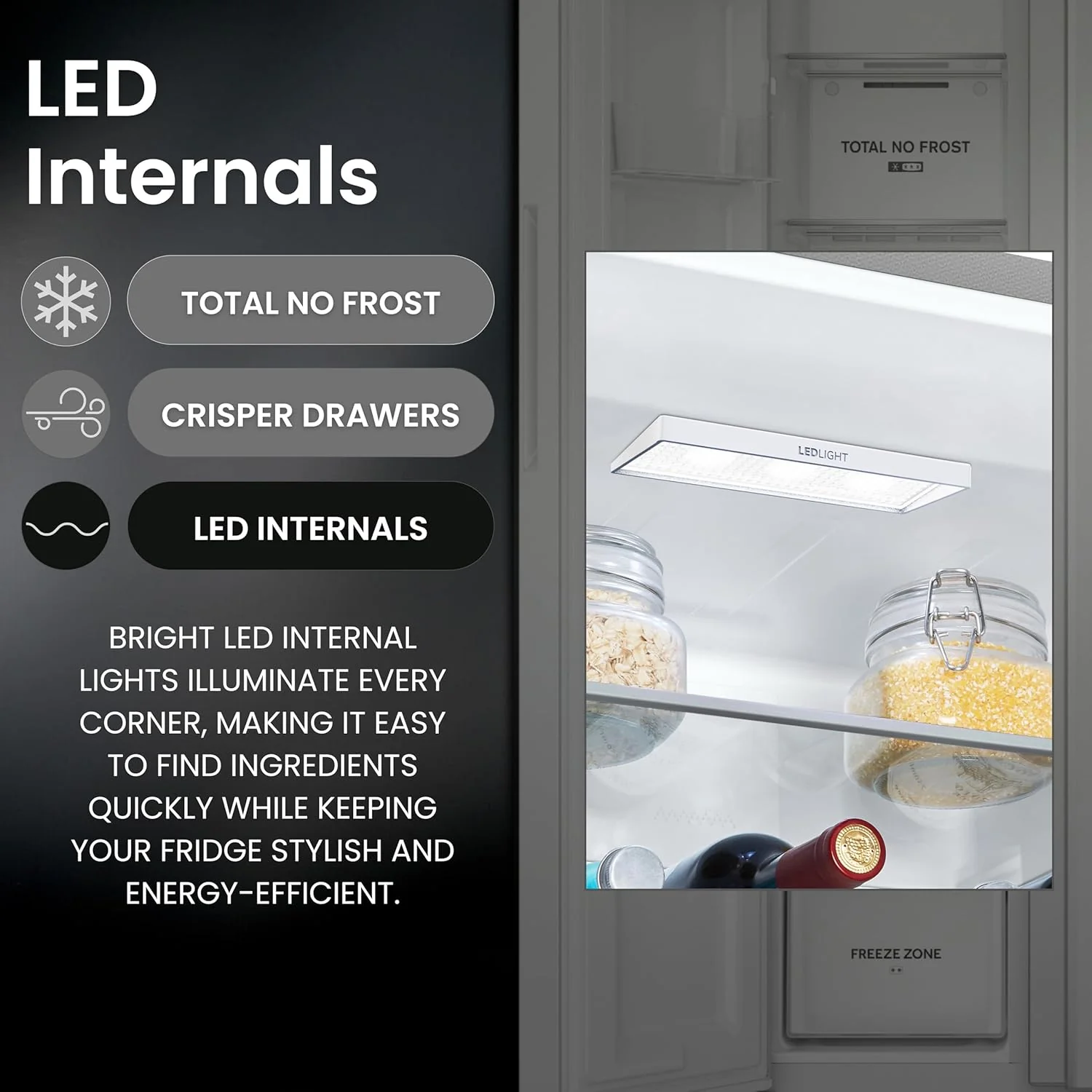 Teknix TX2SBS1791PS - Silver American Fridge Freezer - 530L - Side-by-Side - Frost Free - E Energy - Image 8
