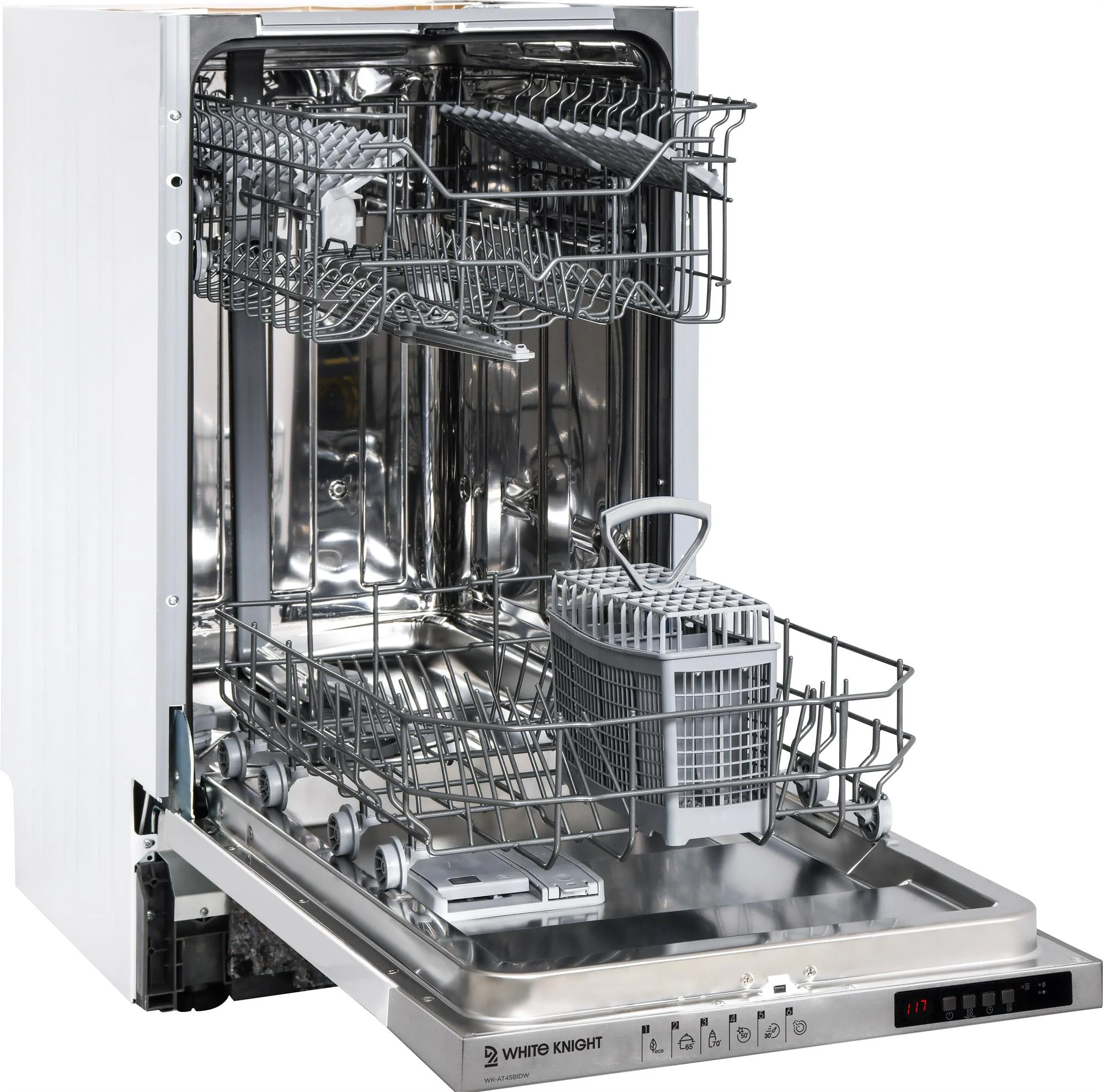 White Knight AT45BIDW  - White Slimline 45CM - 10 Place Settings - Integrated Dishwasher - E rated