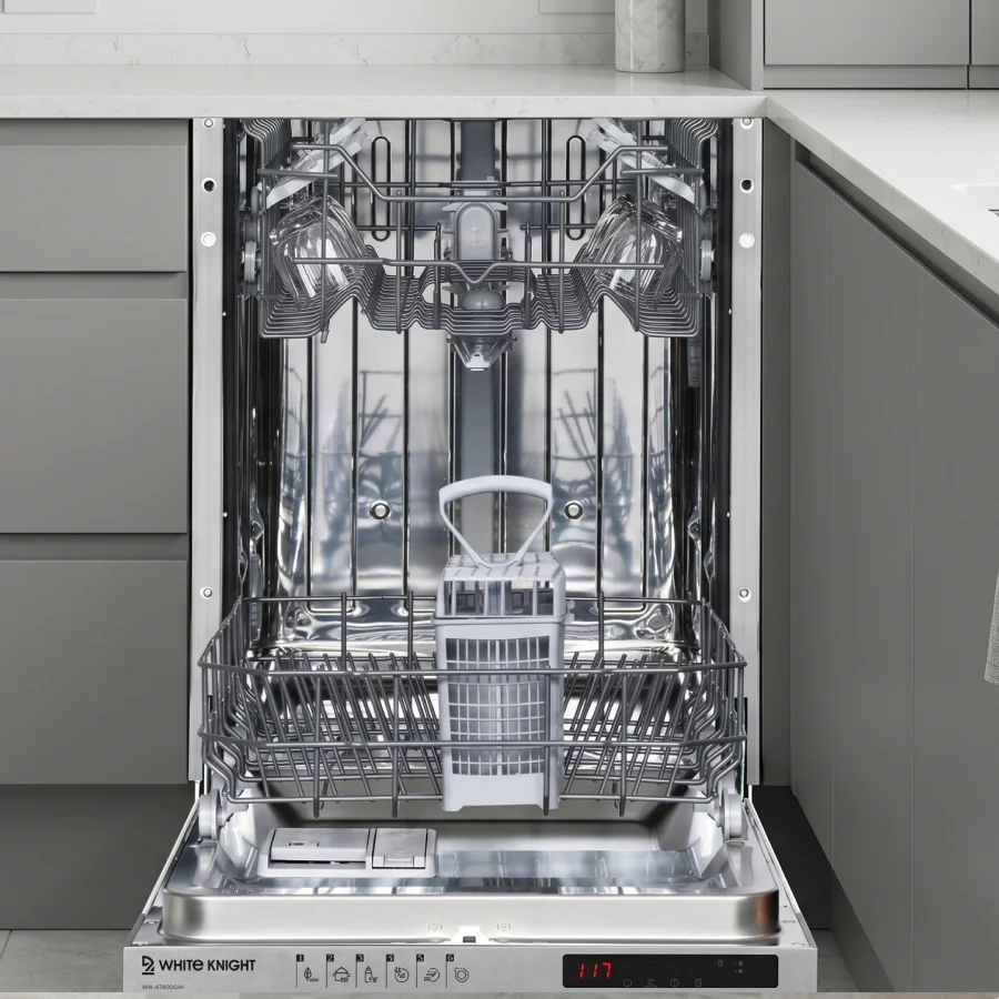 White Knight AT45BIDW  - White Slimline 45CM - 10 Place Settings - Integrated Dishwasher - E rated - Image 3