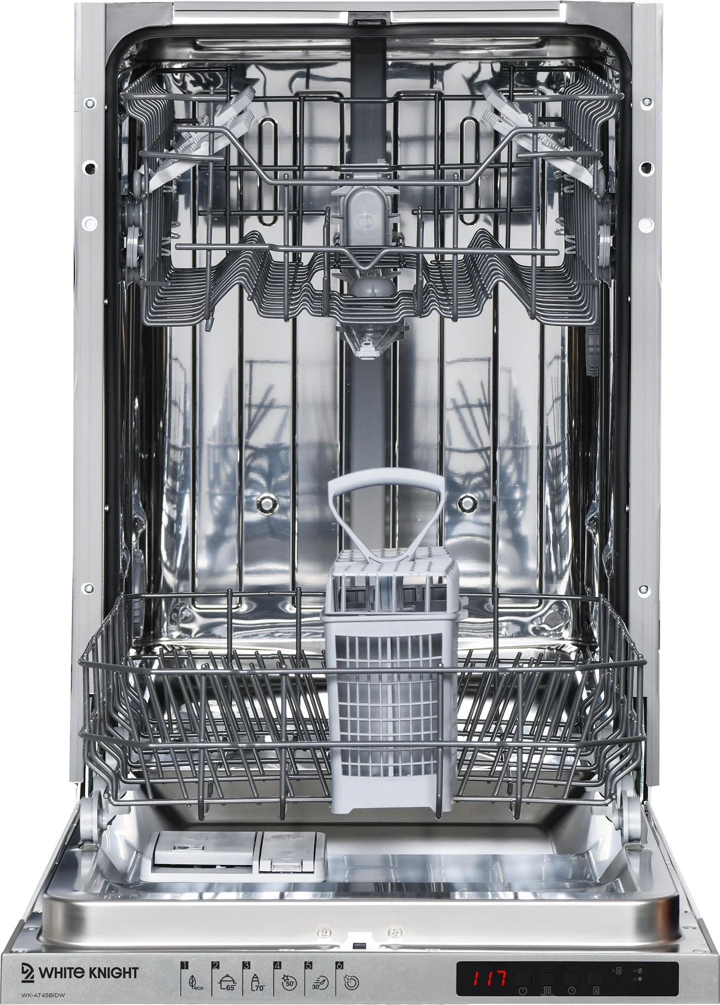 White Knight AT45BIDW  - White Slimline 45CM - 10 Place Settings - Integrated Dishwasher - E rated - Image 4