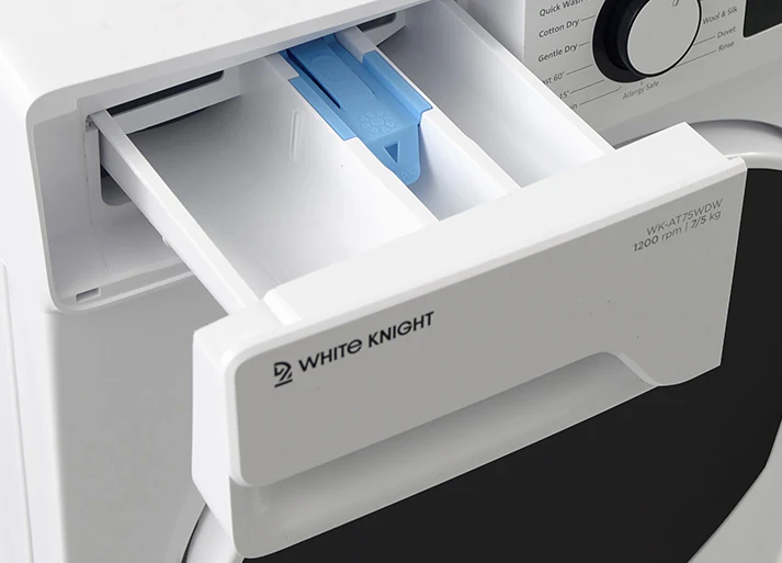 White Knight AT75WDW White Freestanding 7+5kg, 1200 Spin Washer Dryer - D Rated - Image 4