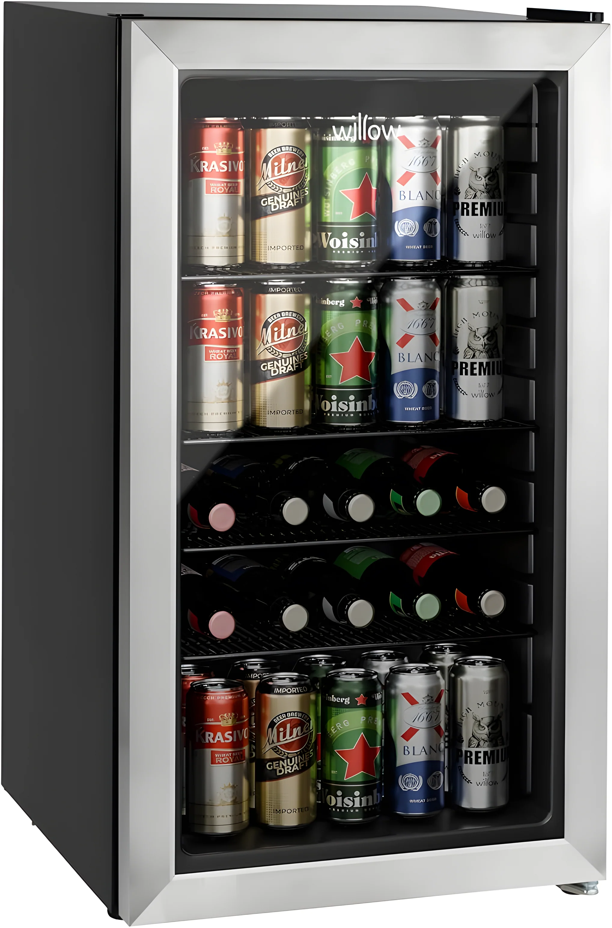Willow WBC98SS - Stainless Steel 98L Drinks Cooler - Undercounter, Triple Glazed Door - E Energy Rating