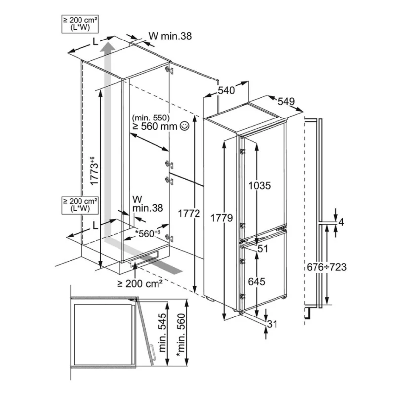 Zanussi ZNFN18ES3 - Integrated 60/40 Low Frost Fridge Freezer - E energy - Image 3